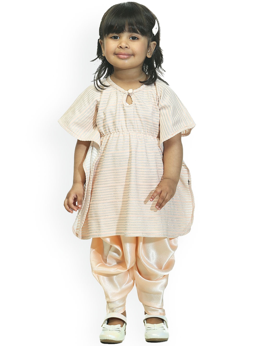 

Freesia Array Girls Striped Tunic And Dhoti Pants, Peach