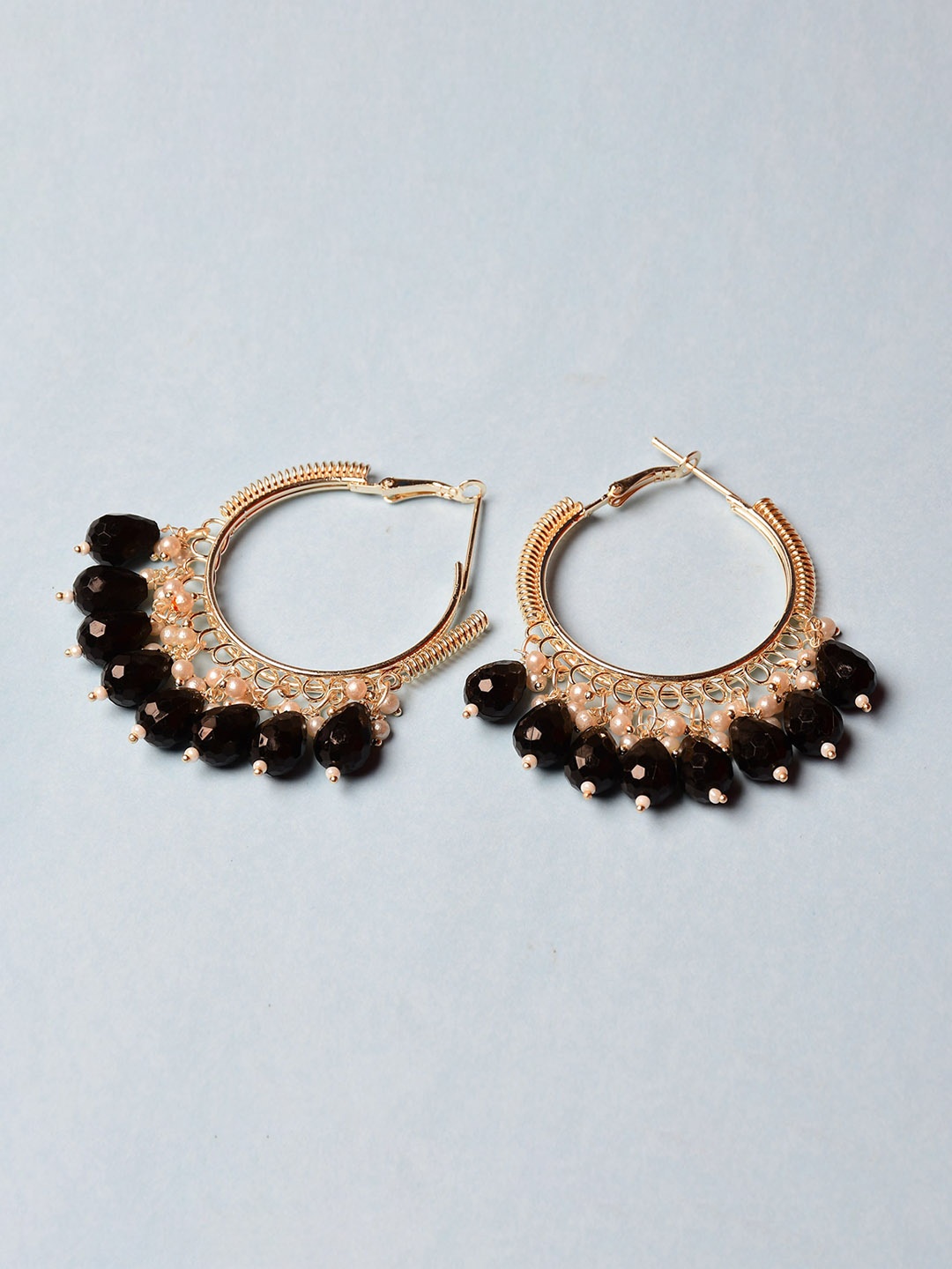 

GRLIE Artificial Beads Hoop Earrings, Gold