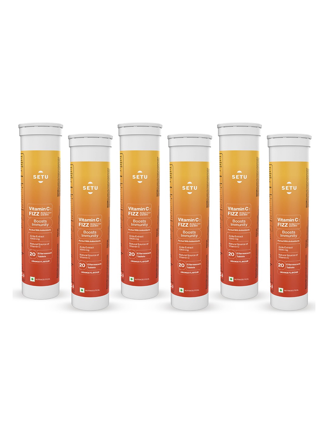 

Setu Pack of 6 Vitamin C Fizz 120 Effervescent Tablets - Orange