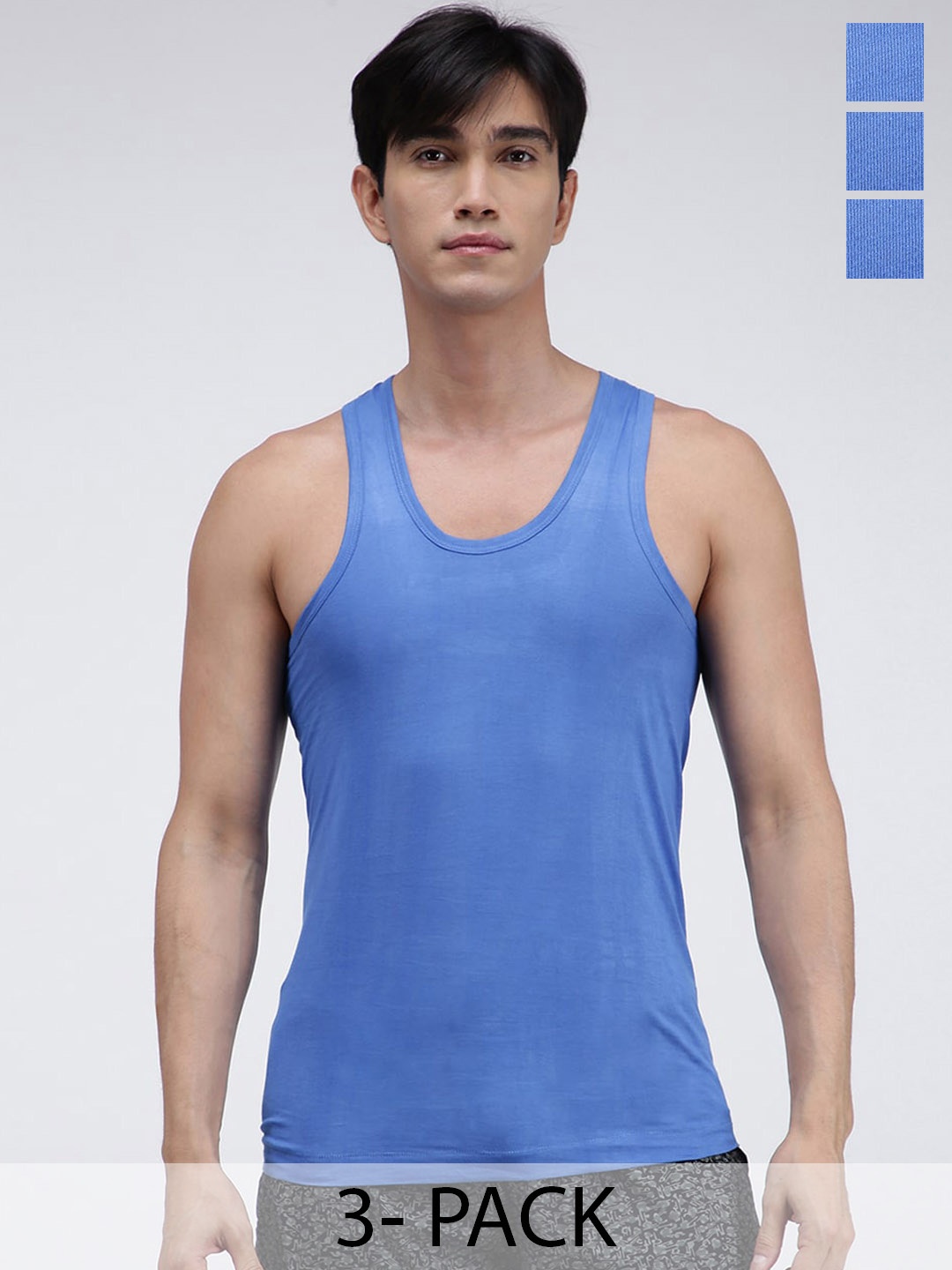 

AMUL COMFY Pack Of 3 Ultra-Soft Pure Cotton Innerwear Vests, Blue