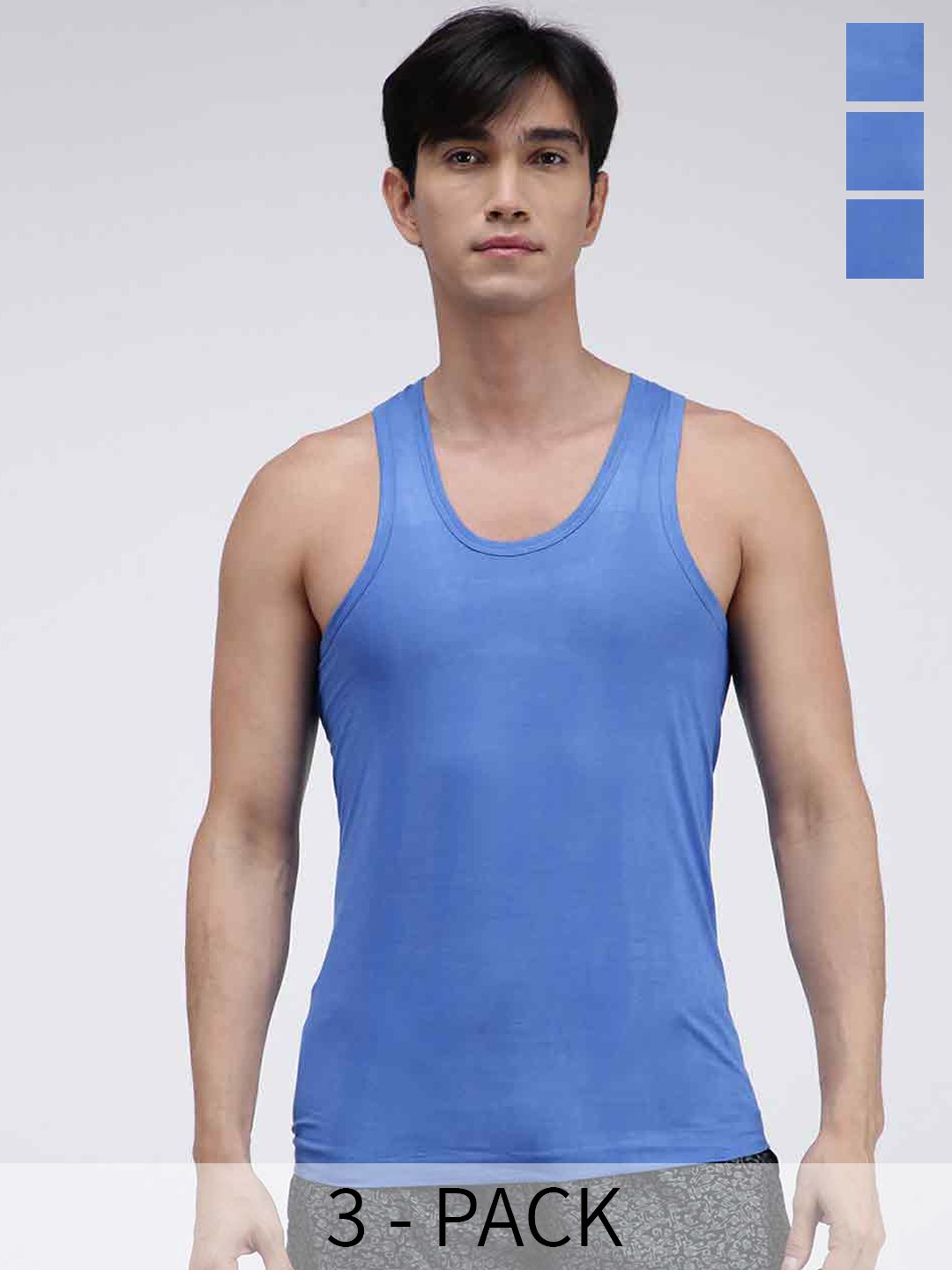 

AMUL COMFY Pack Of 3 Ultra-Soft Pure Cotton Innerwear Vests, Blue