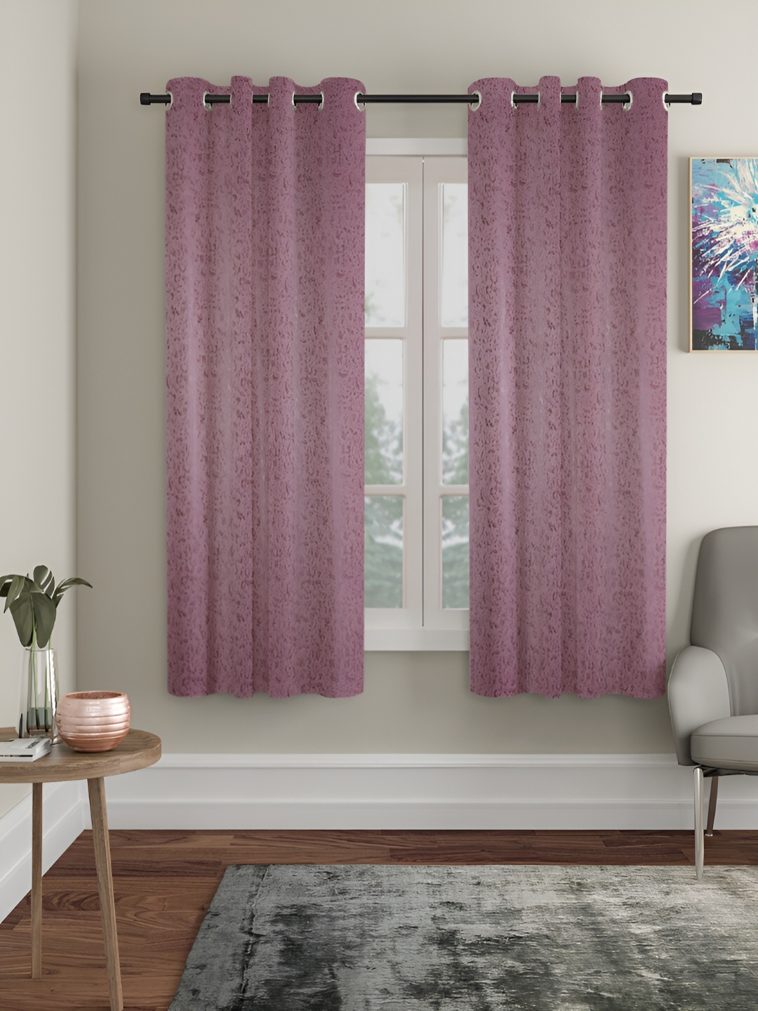 SOKNACK Pink 2 Pieces Floral Black Out Window Curtain