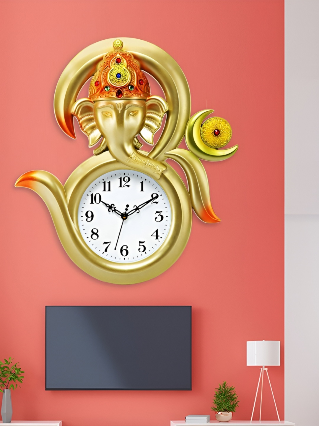 

Attractionz Gold-Toned & White Textured Contemporary Round Shaped Wall Clock