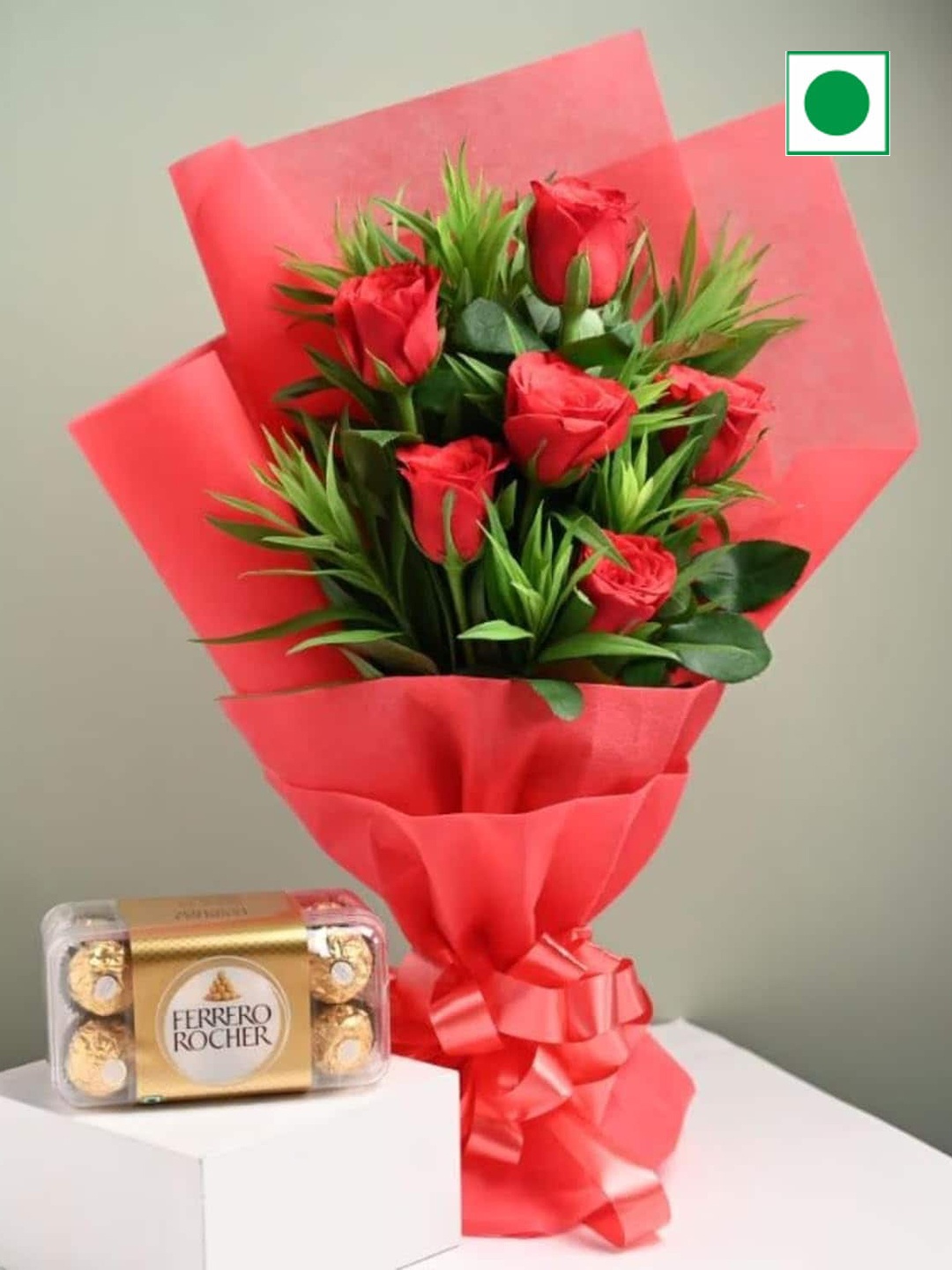 

Floweraura Set of 2 Rose Flowers Bouquet With Chocolate Pack Gift, Red
