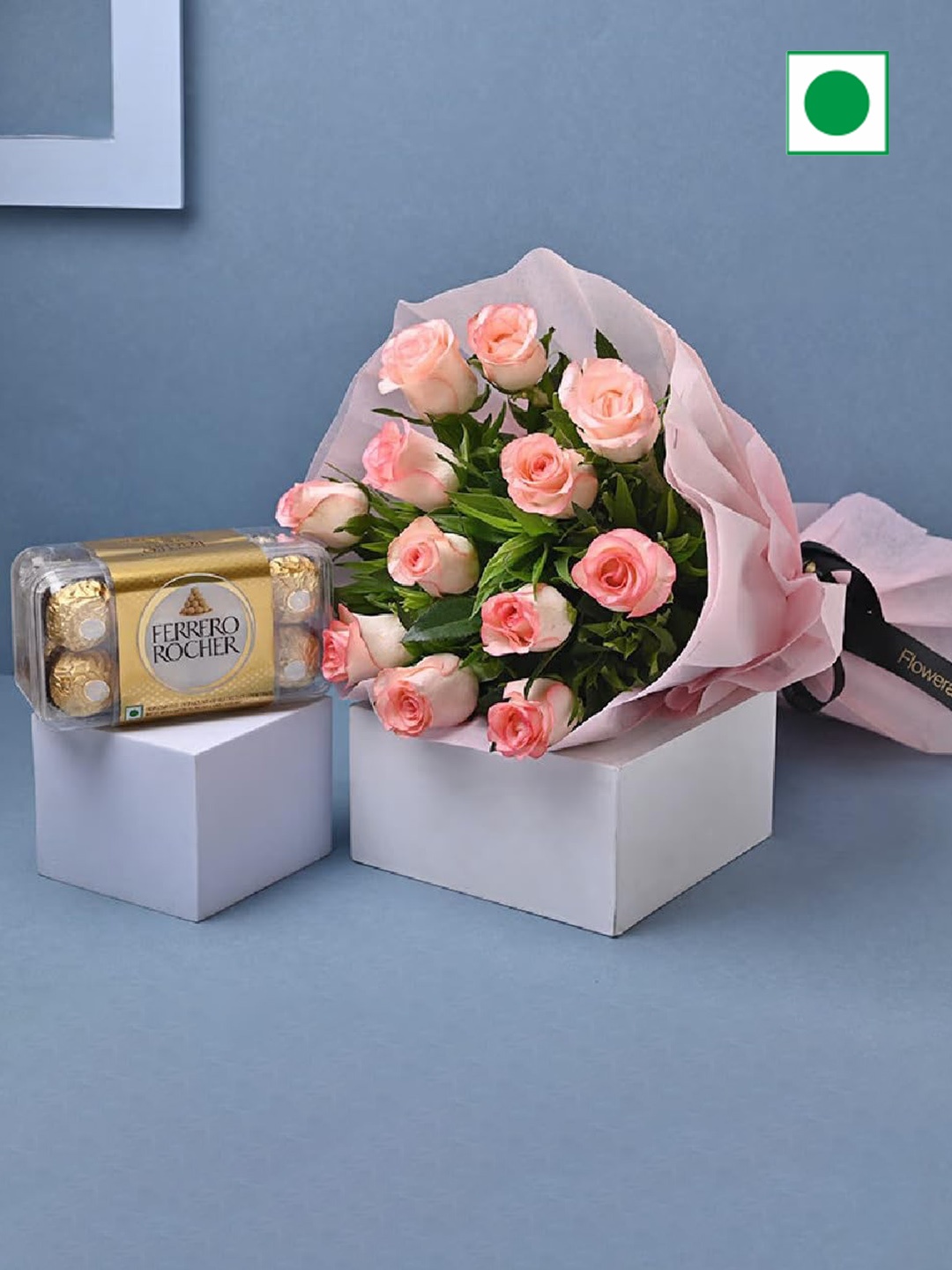 

Floweraura Set of 2 Rose Flowers Bouquet With Chocolate Pack, Pink