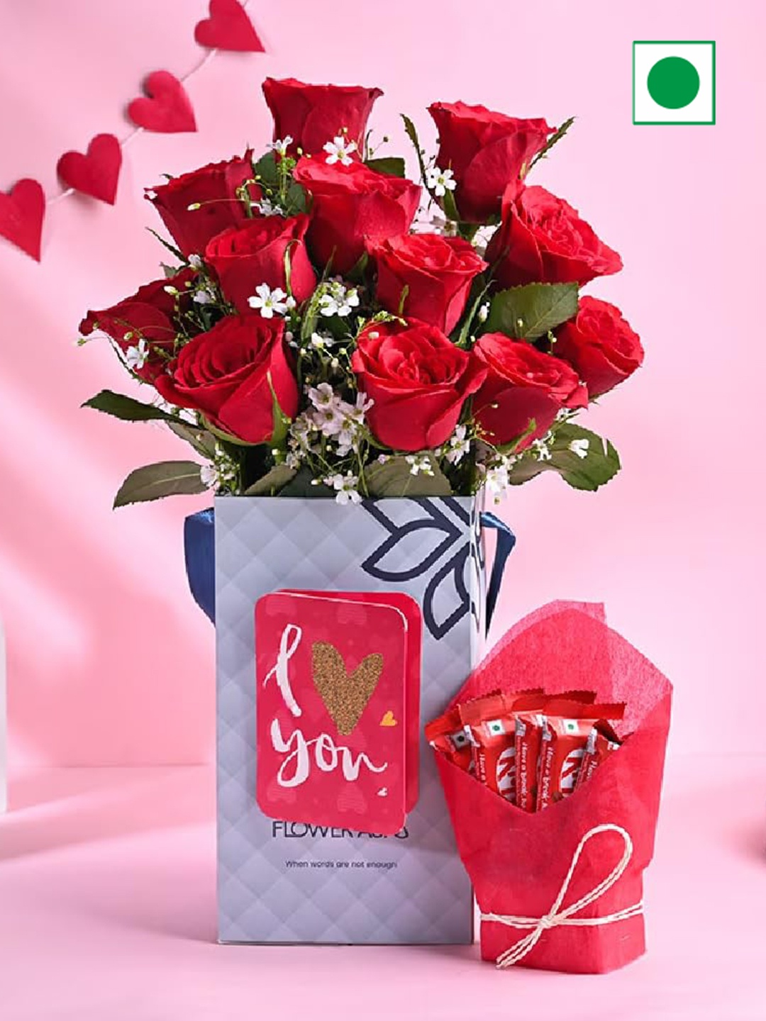 Floweraura Set Of 2 Rose Flowers Box With Chocolate Gifts, Red