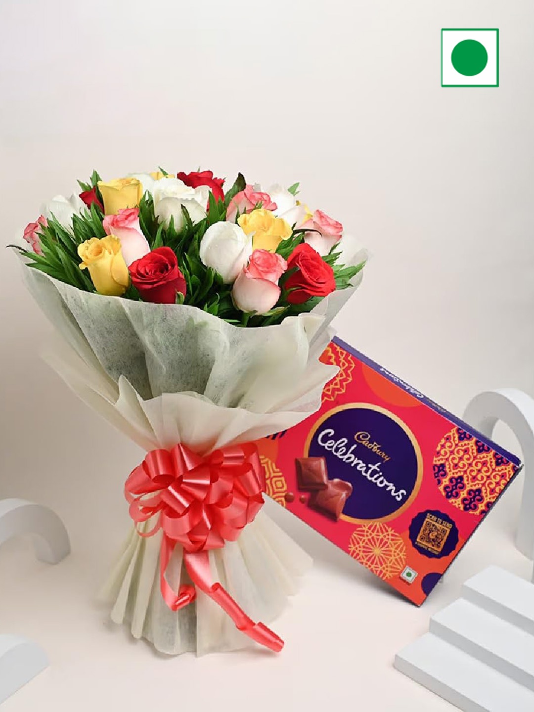 

Floweraura Set of 2 Rose Flowers Bouquet With Chocolates, Yellow