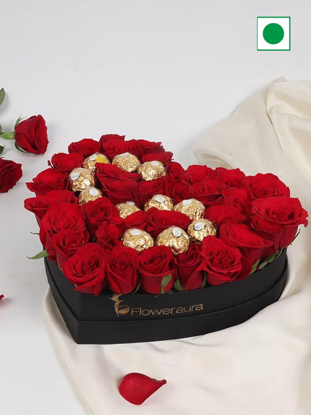 

Floweraura Flower Bouquet Fresh Live 36 Red Roses With 11 Chocolates In Hearty Box