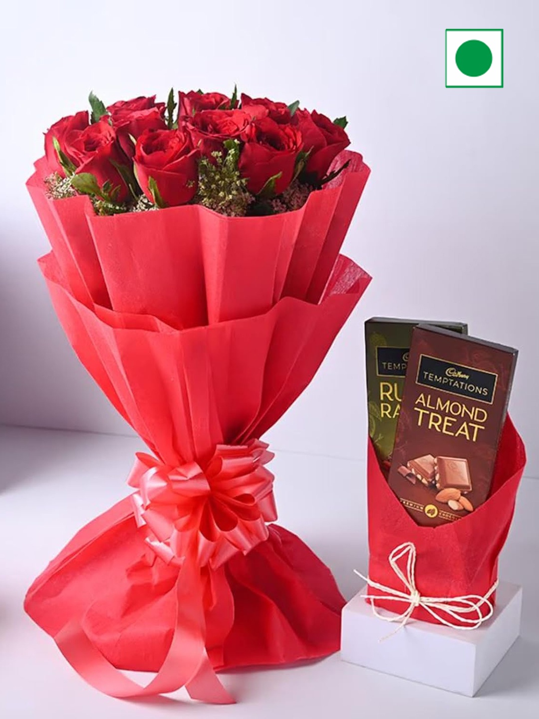 

Floweraura Set of 2 Rose Flowers Bouquet With Chocolates, Red
