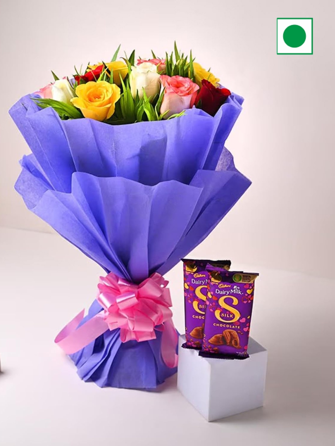 

Floweraura Set Of 2 Rose Flowers Bouquet With Chocolates, Yellow
