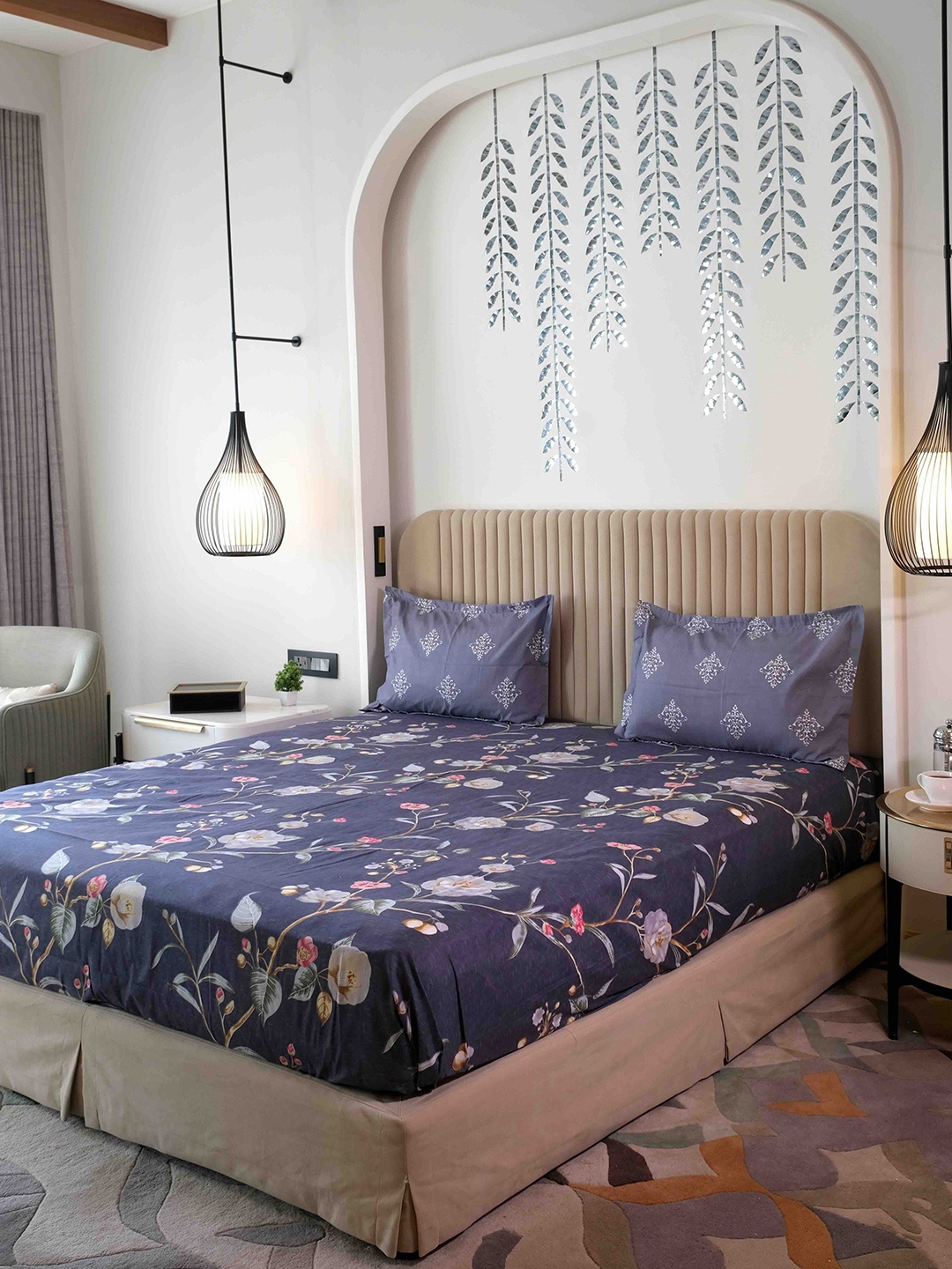 

Pure Decor King Size Double Bedsheet With 2 Pillow Covers 2.74m X 2.74m, Blue