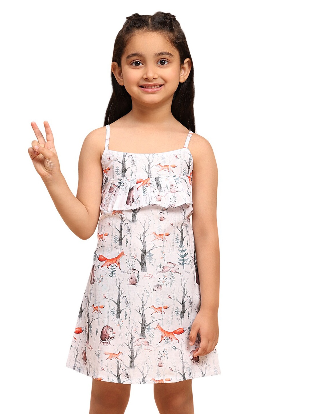 

BAESD Print Sleeveless A-Line Dress, White