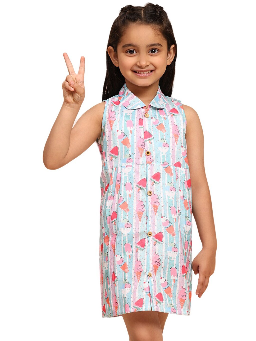 

BAESD Print Sleeveless Shirt Dress, Blue