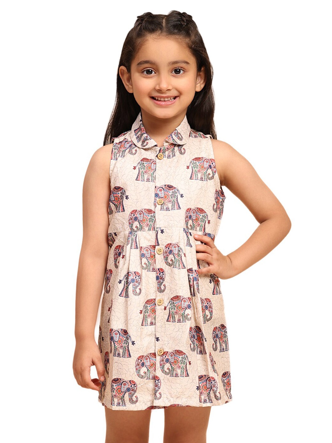 

BAESD Print Sleeveless Shirt Dress, Cream