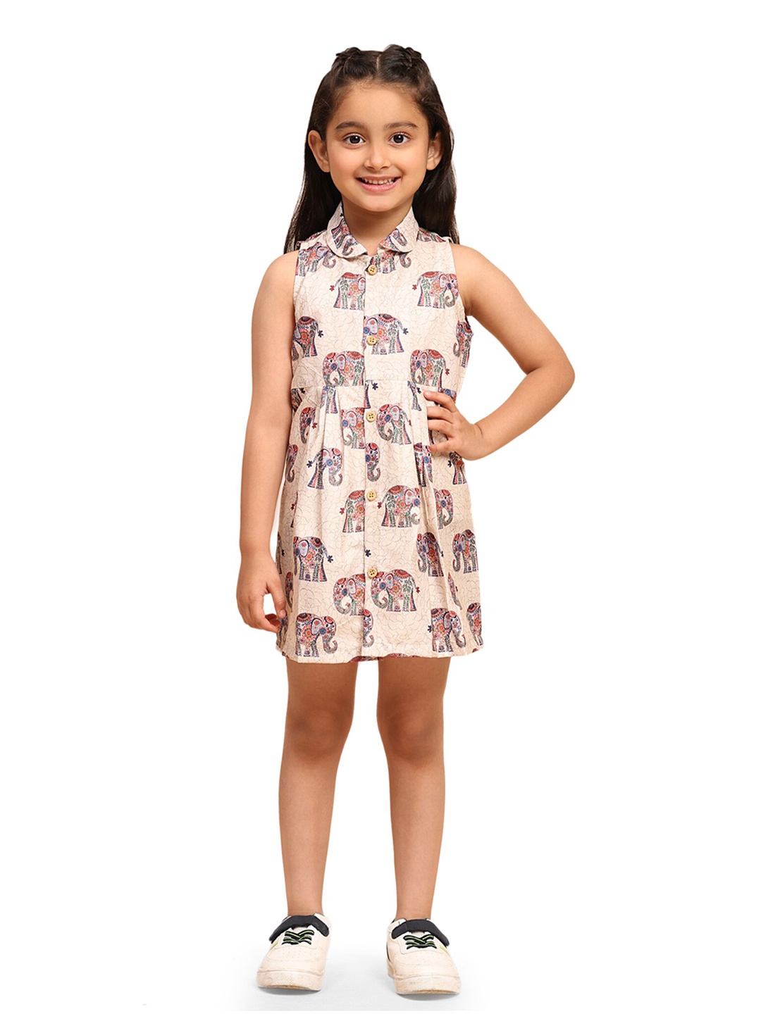 

BAESD Printed Linen A-Line Dress, Cream