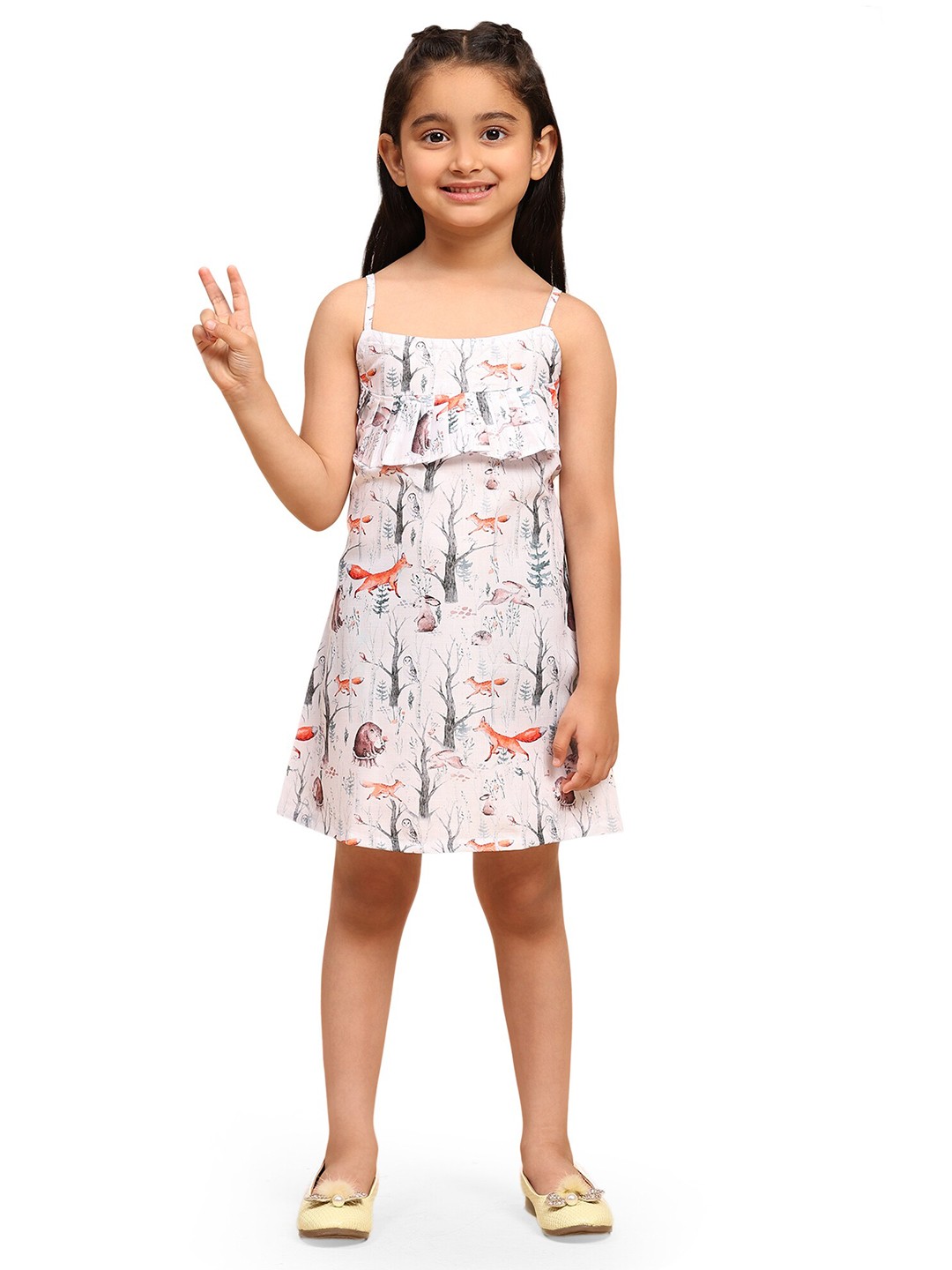

BAESD Print Sleeveless A-Line Dress, White