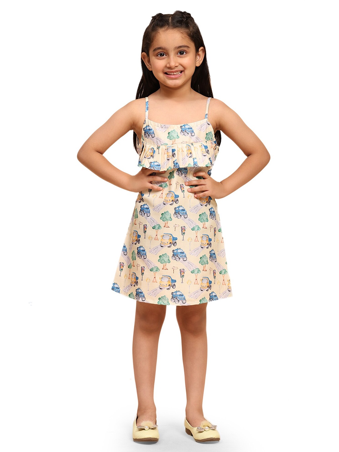 

BAESD Print Sleeveless A-Line Dress, Beige