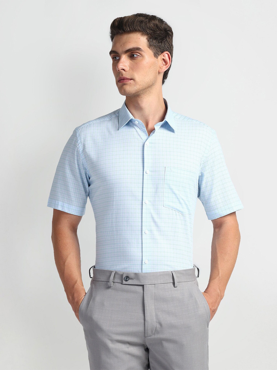 

Arrow Men Opaque Outline Check Cotton Formal Shirt, Blue