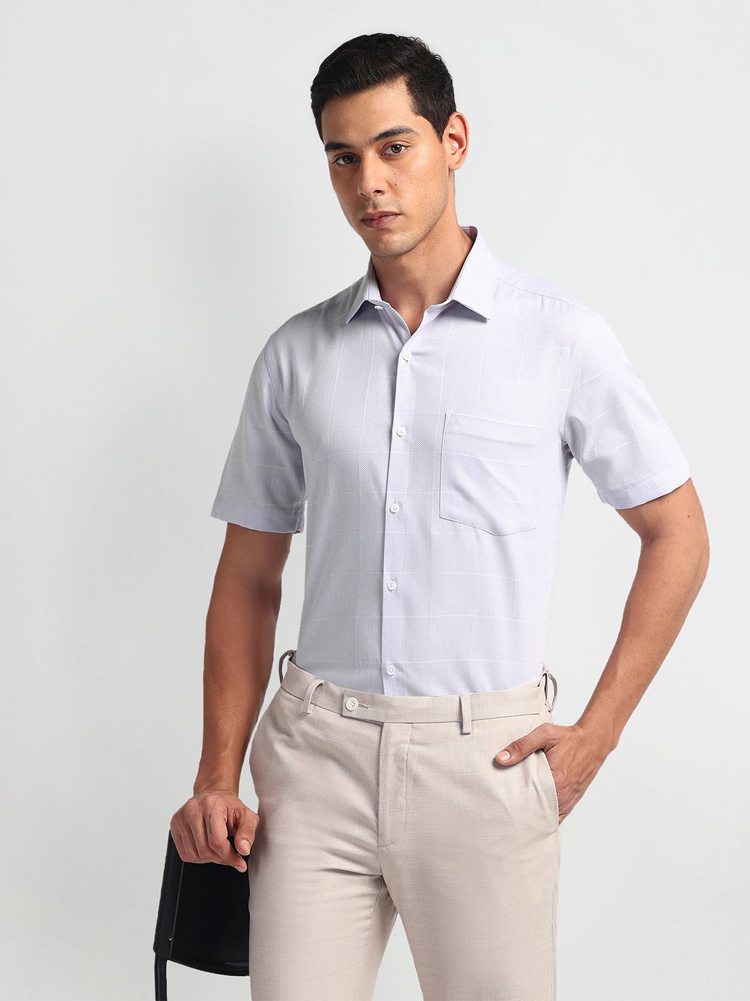 

Arrow Men Opaque Check Cotton Formal Shirt, White