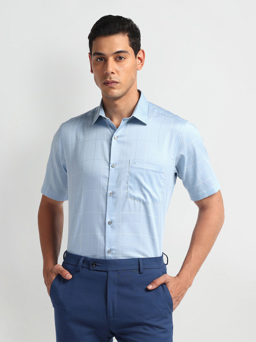 

Arrow Men Opaque Formal Pure Cotton Solid Regular Fit Shirt, Blue