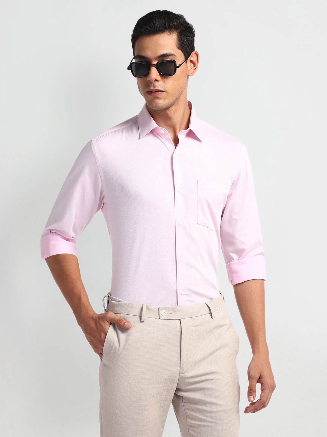 

Arrow Men Opaque Cotton Solid Formal Shirt, Pink