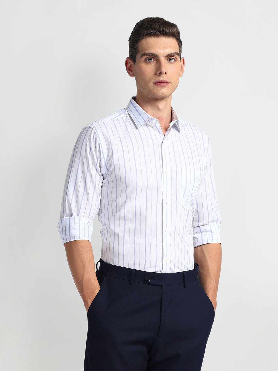 

Arrow Men Opaque Striped Formal Shirt, Blue