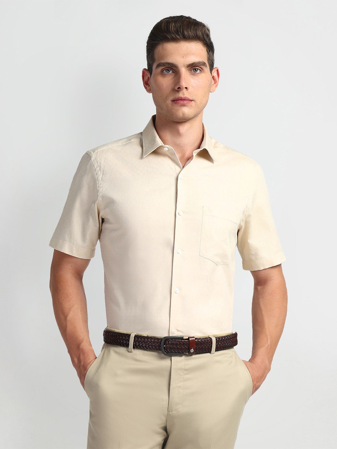 

Arrow Men Opaque Formal Shirt, Beige