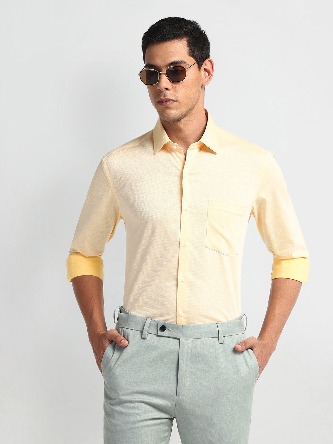 

Arrow Men Slim Fit Opaque Formal Shirt, Yellow