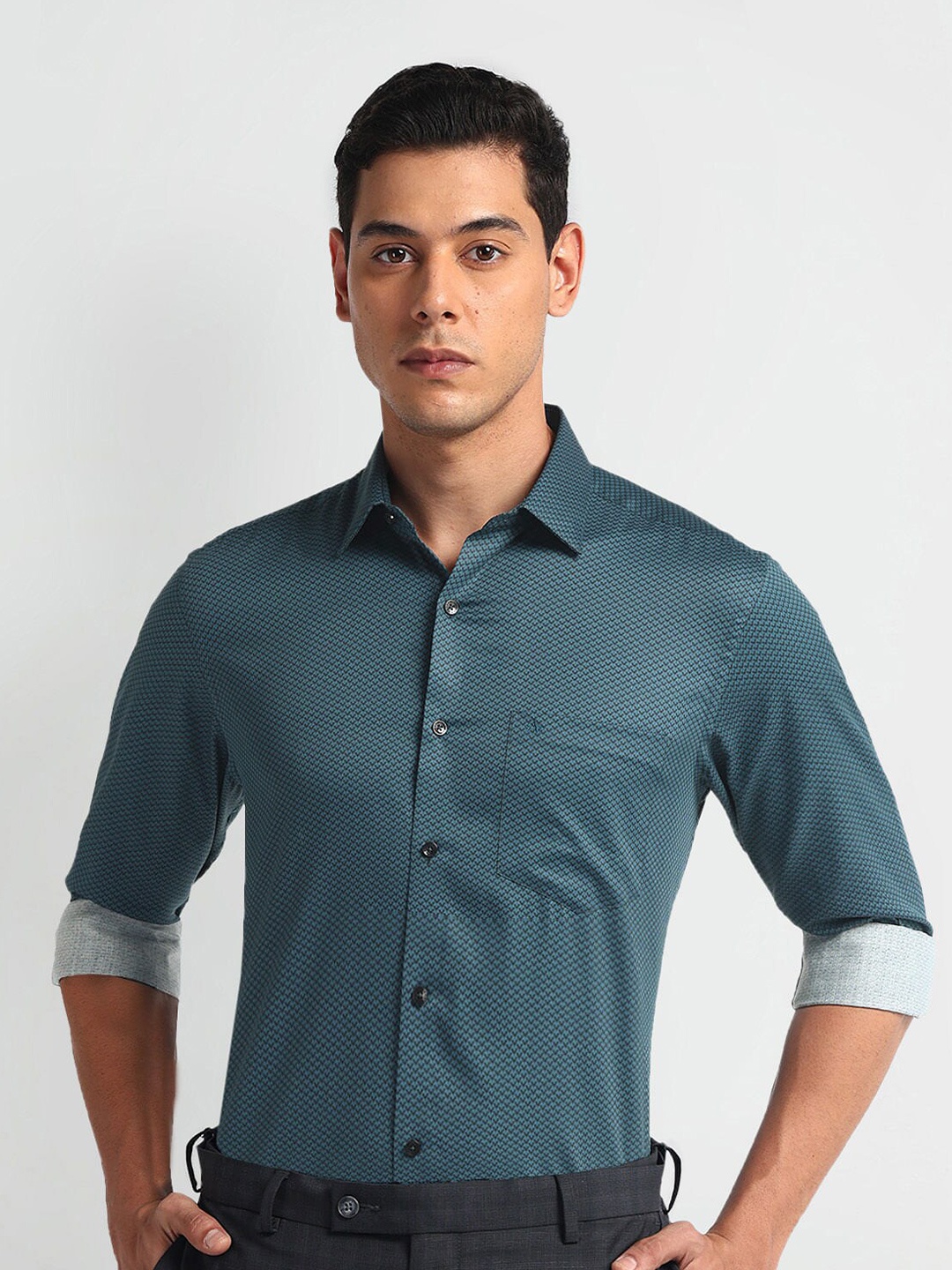 

Arrow Men Opaque Formal Shirt, Green