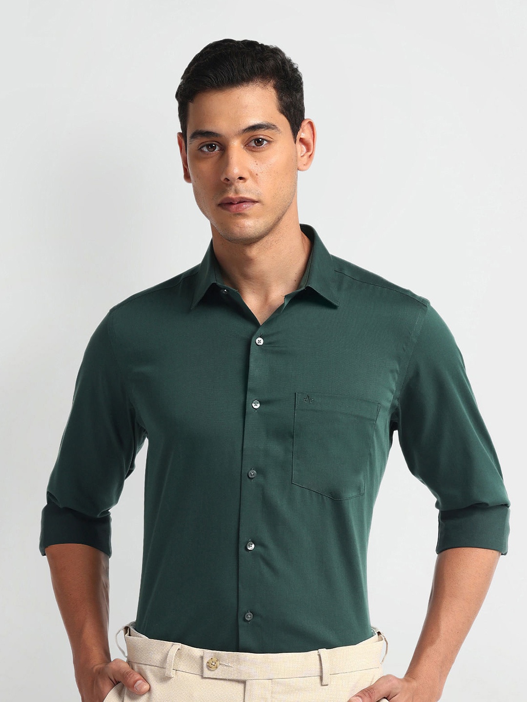 

Arrow Men Opaque Autopress Formal Shirt, Green