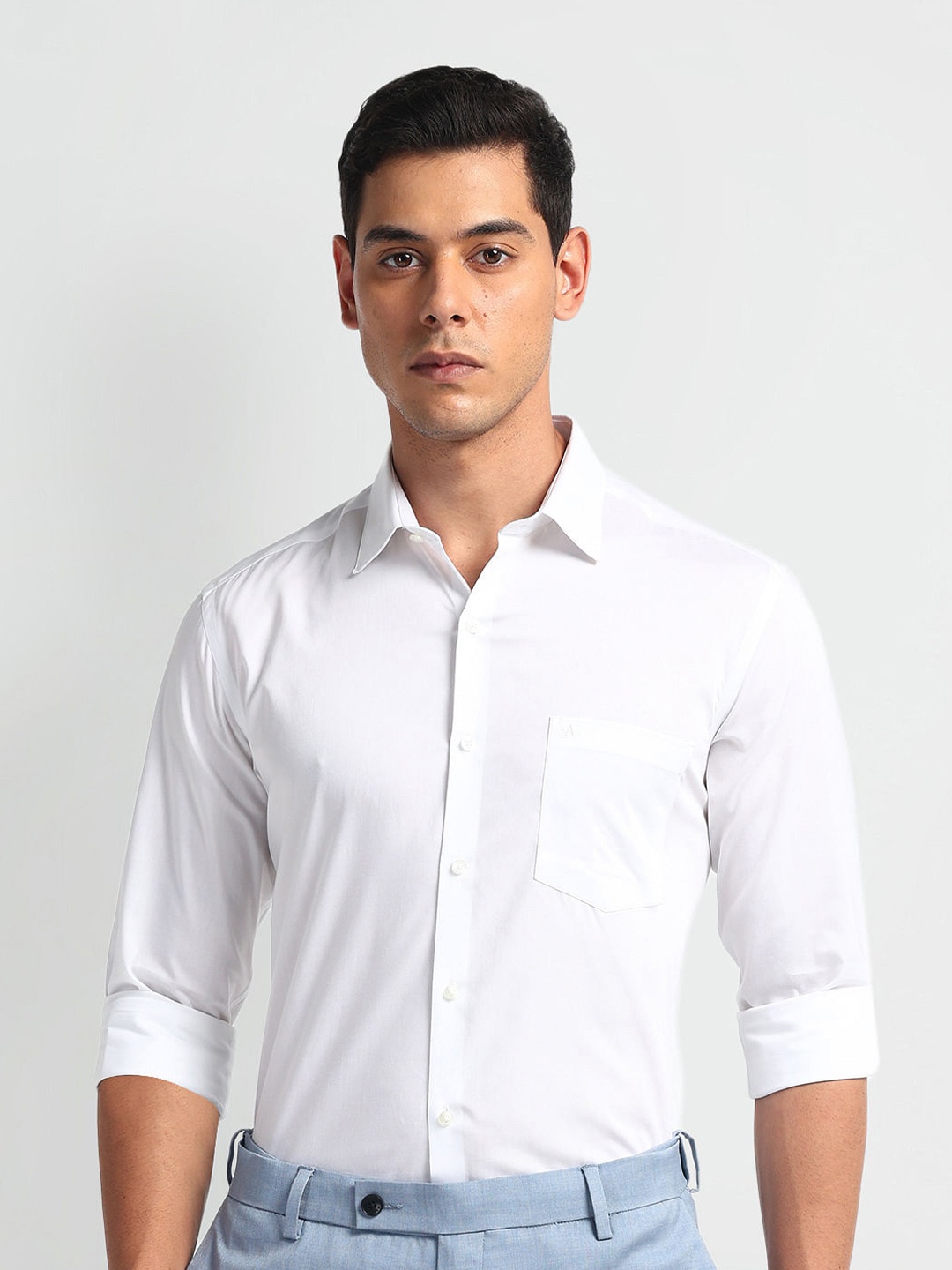 

Arrow Men Slim Fit Opaque Striped Autopress Formal Shirt, White