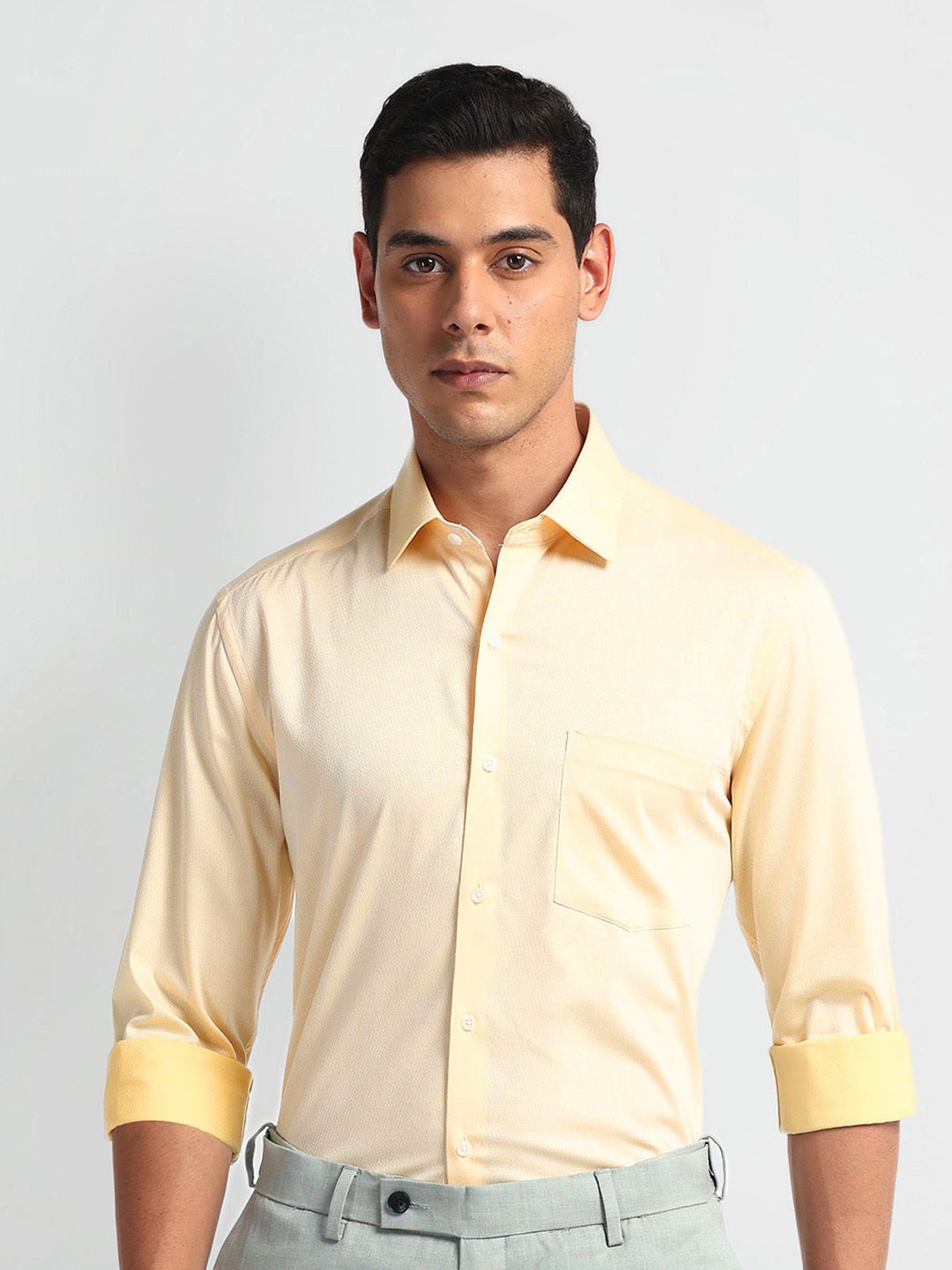 

Arrow Men Slim Fit Opaque Formal Shirt, Yellow