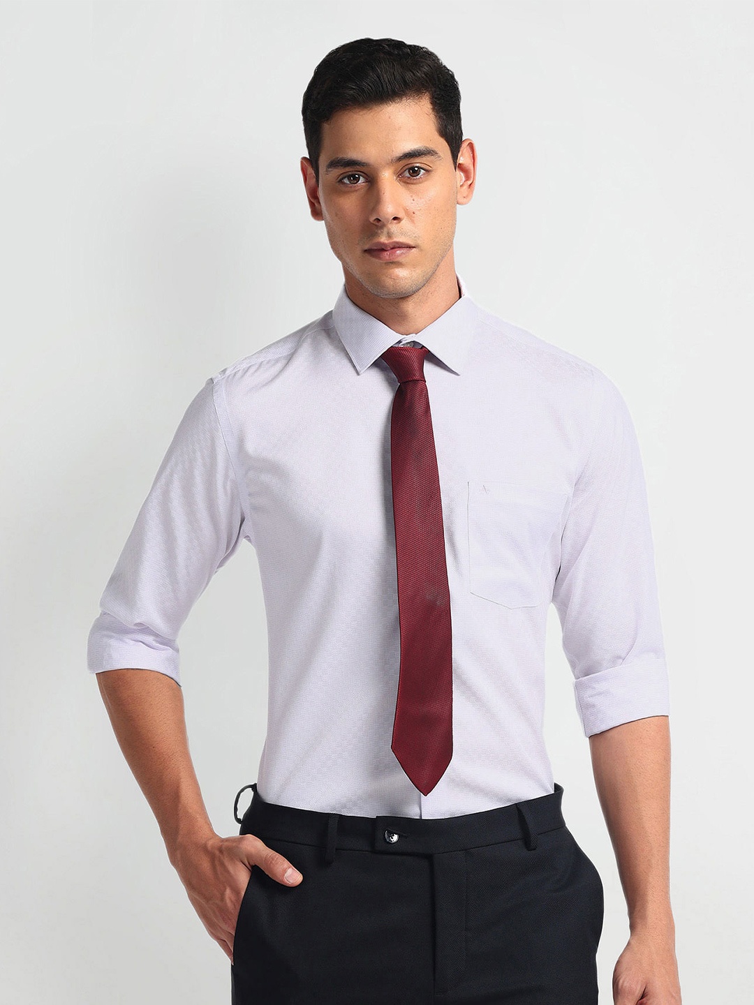 

Arrow Men Opaque Striped Autopress Formal Shirt, Purple
