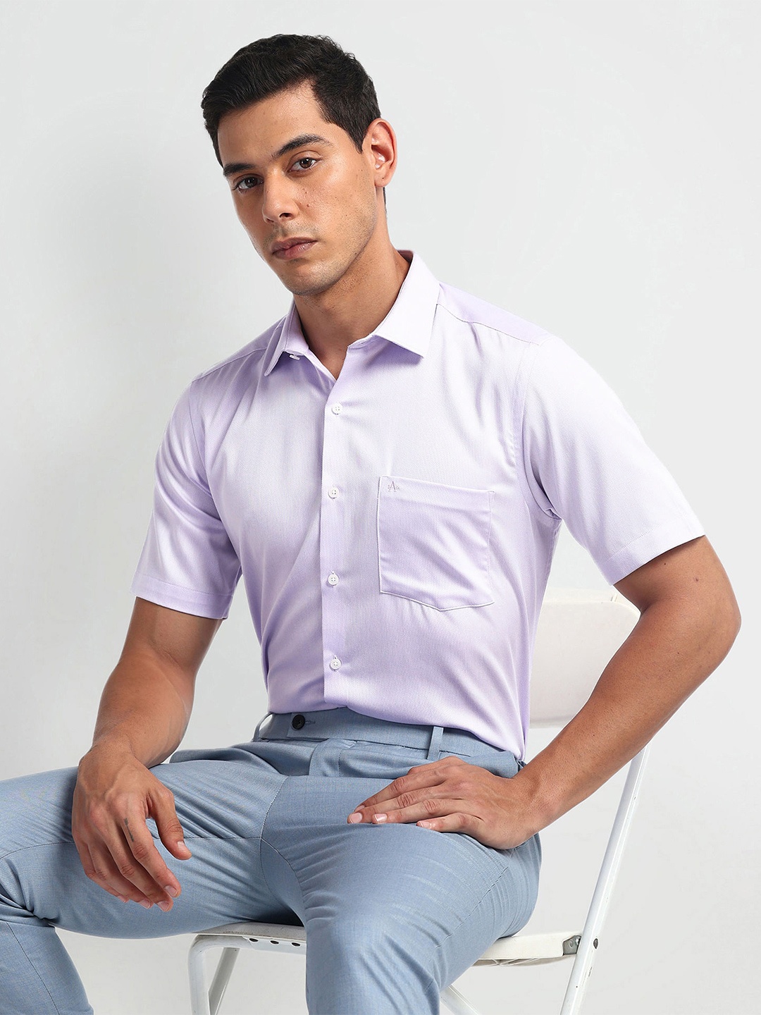 

Arrow Men Opaque Formal cotton Shirt, Purple