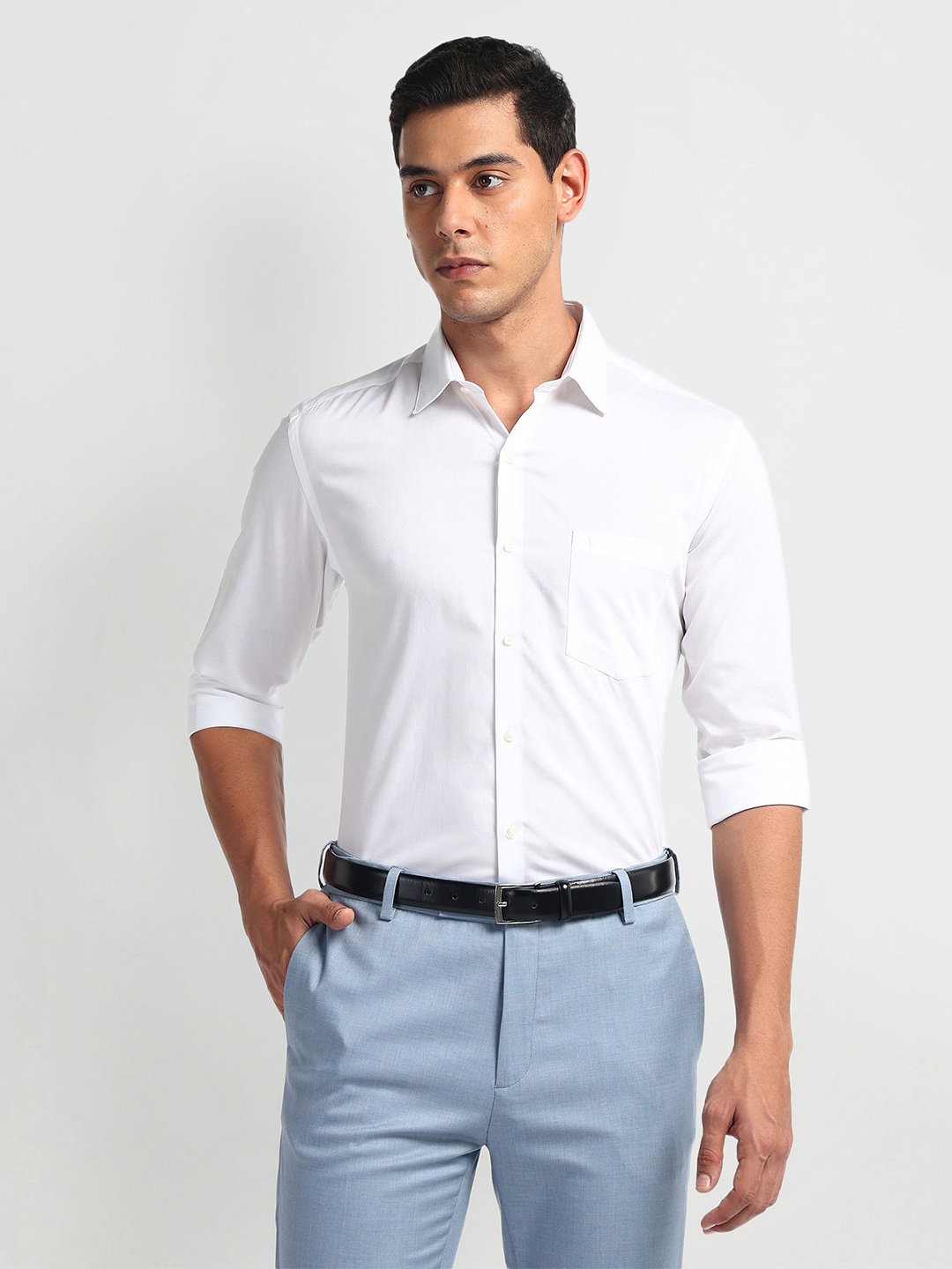

Arrow Men Slim Fit Opaque Striped Autopress Formal cotton Shirt, White