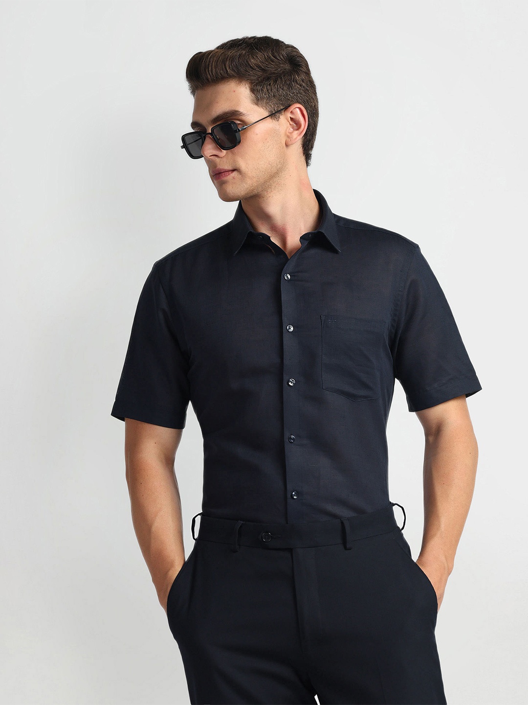 

Arrow Men Opaque Formal cotton Shirt, Navy blue