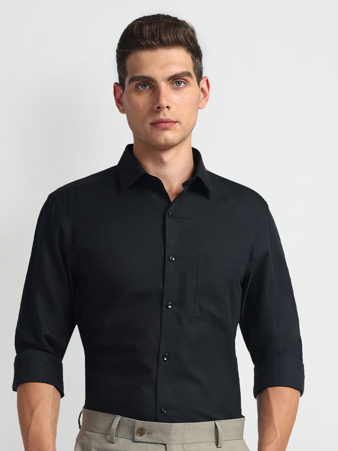 

Arrow Men Opaque Formal cotton Shirt, Black