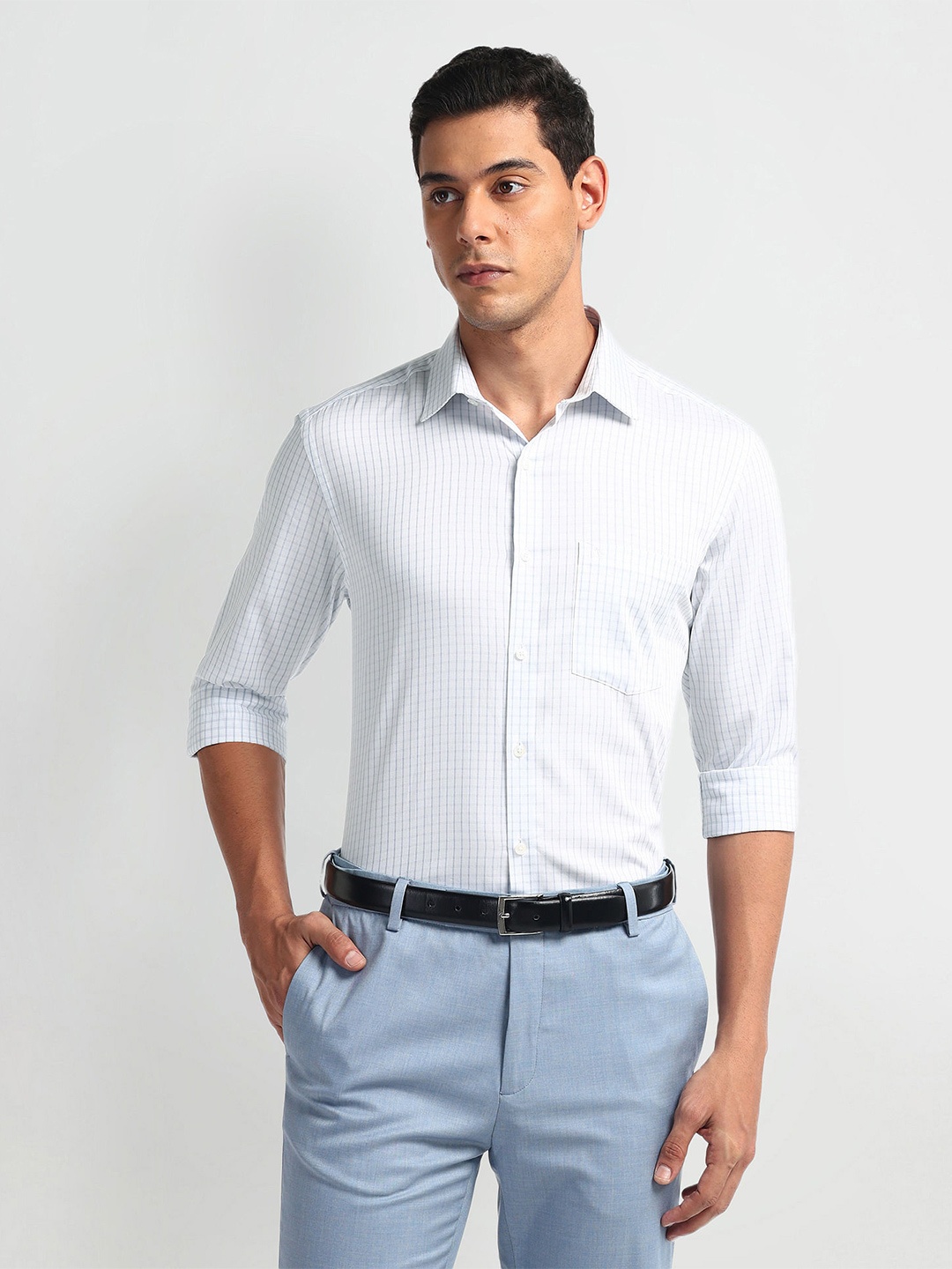 

Arrow Men Opaque Striped Formal cotton Shirt, White