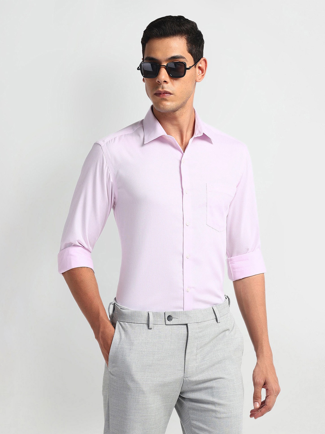 

Arrow Men Slim Fit Opaque Autopress Formal Shirt, Pink