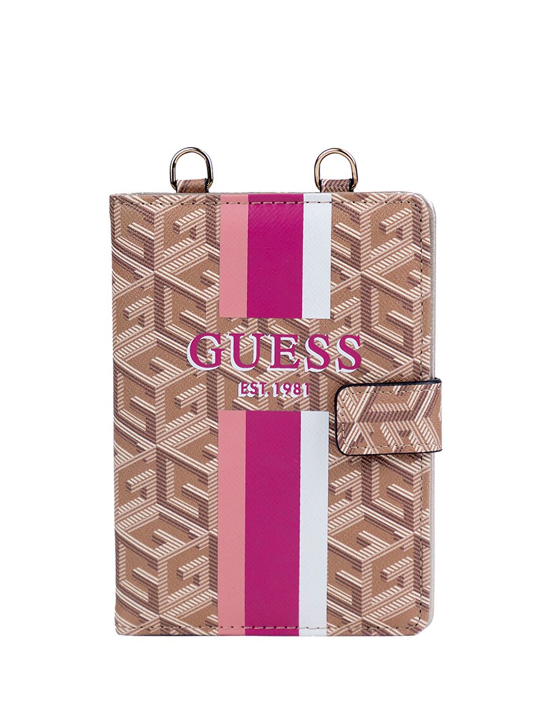 

GUESS Women Printed Passport Holder, Brown
