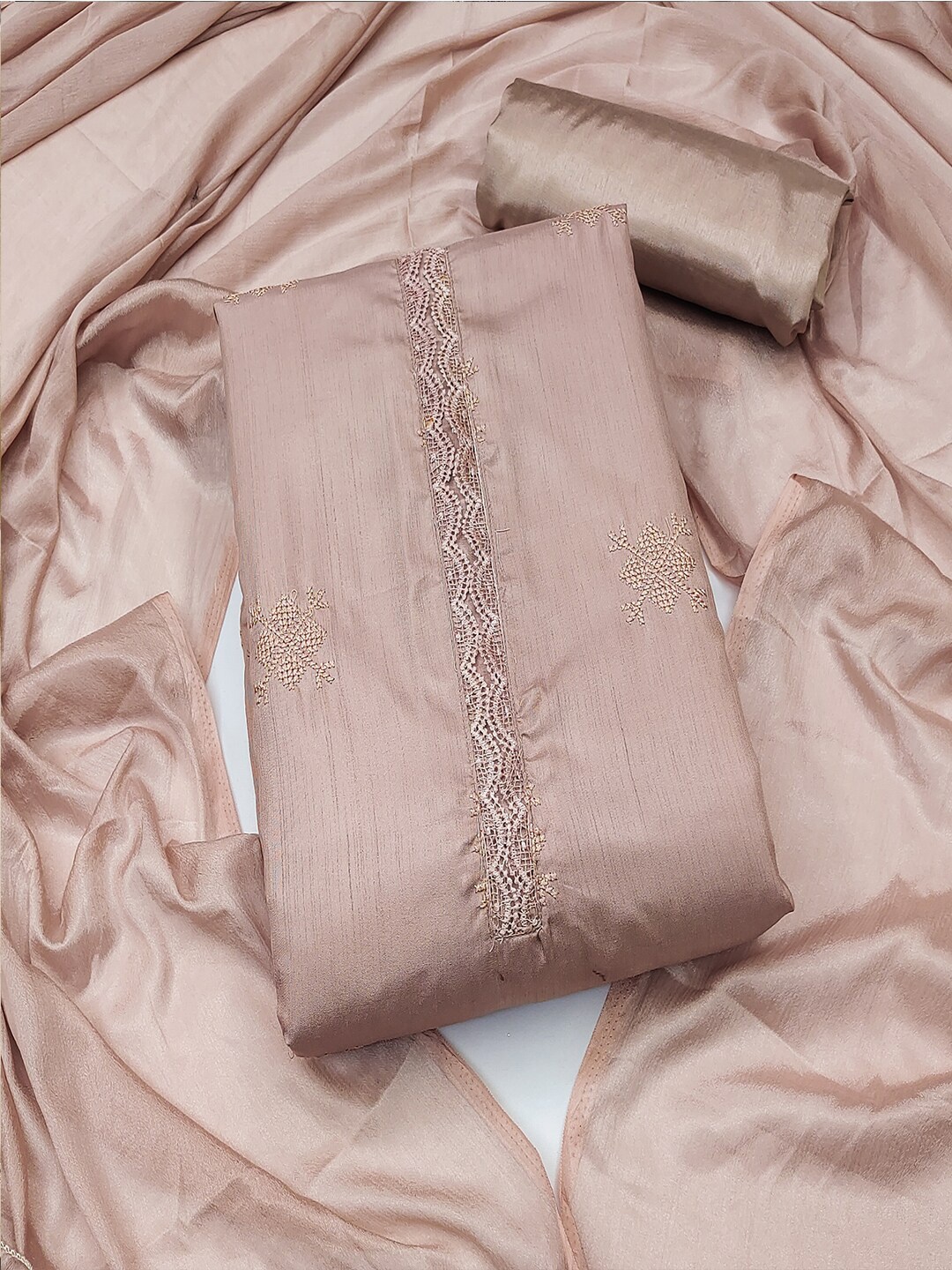

Lilots Ethnic Motifs Embroidered Unstitched Dress Material, Peach