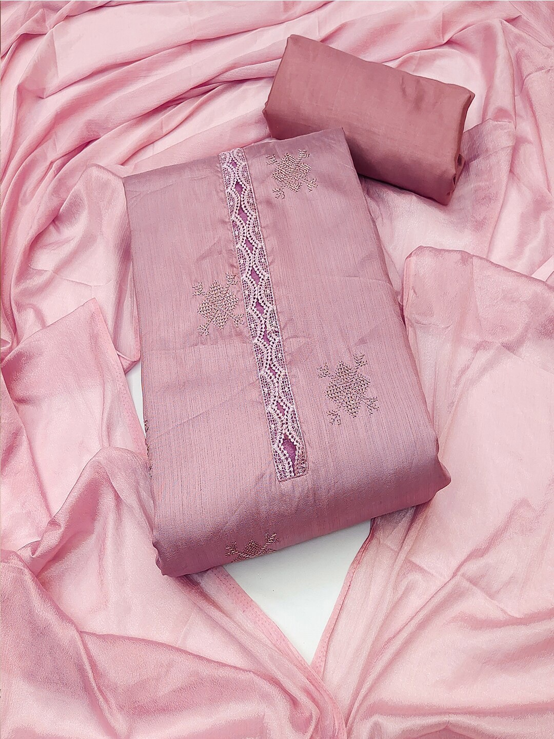 

Lilots Ethnic Motifs Embroidered Unstitched Dress Material, Pink