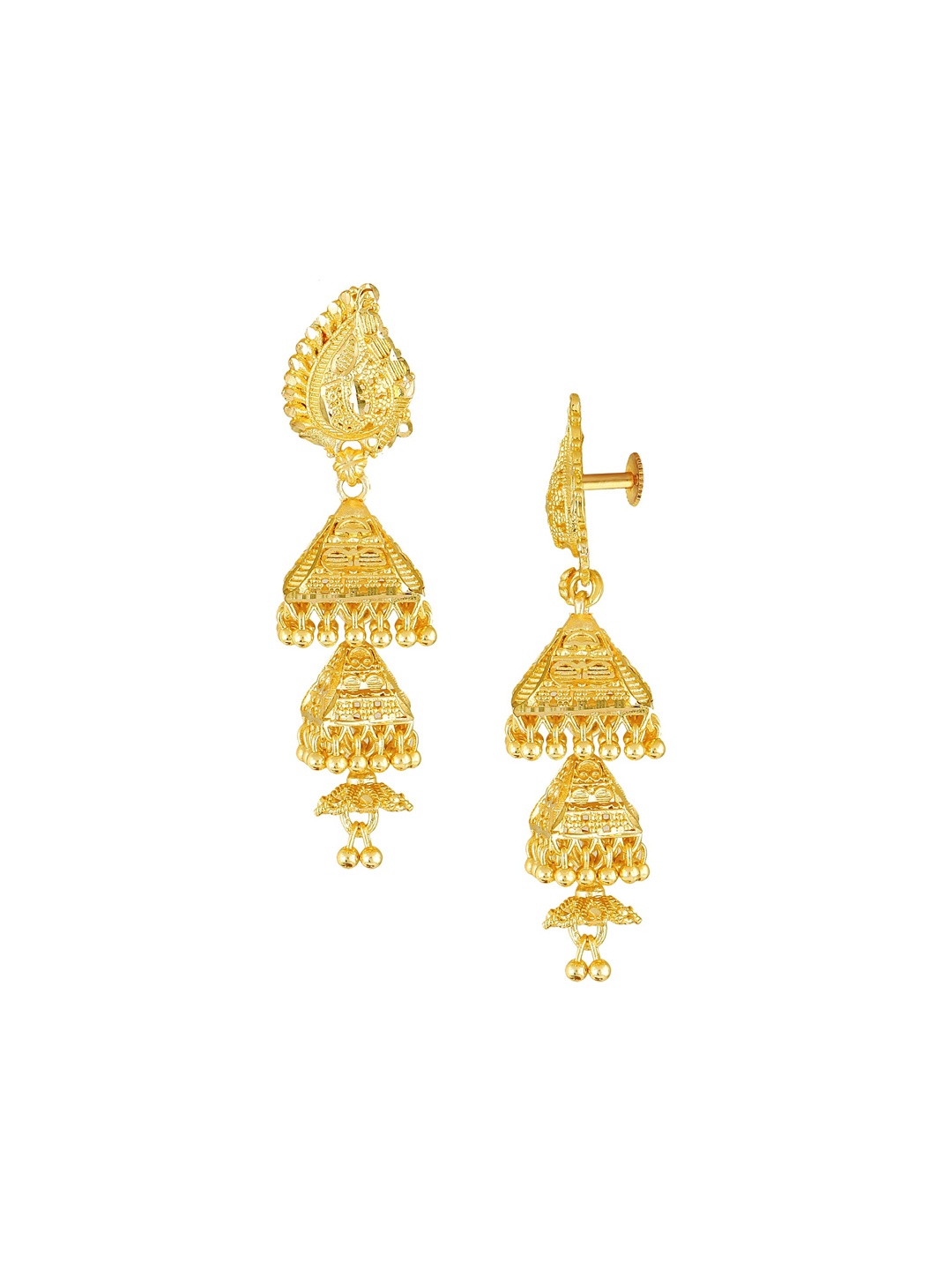 

Vighnaharta Set Of 2 Gold-Plated Dome Shaped Jhumkas