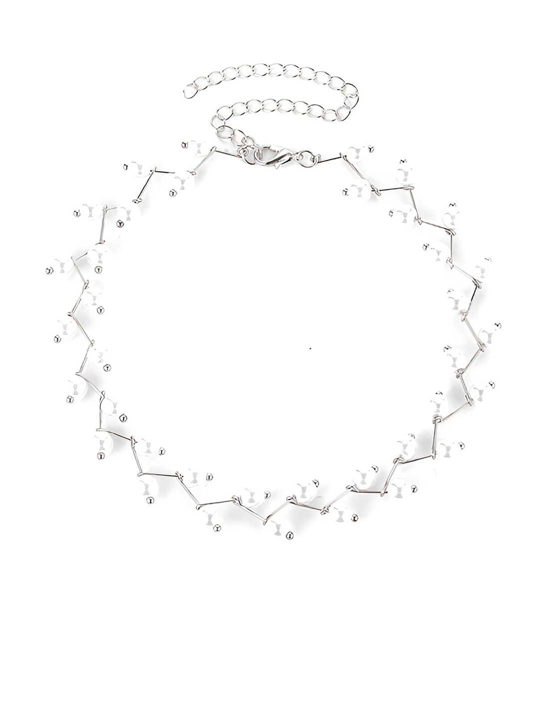 

Goho Alloy Beaded Minimal Necklace, Silver