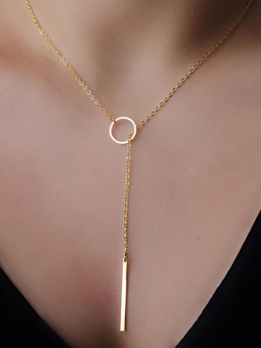 

Goho Minimalist Lariat Necklace, Gold