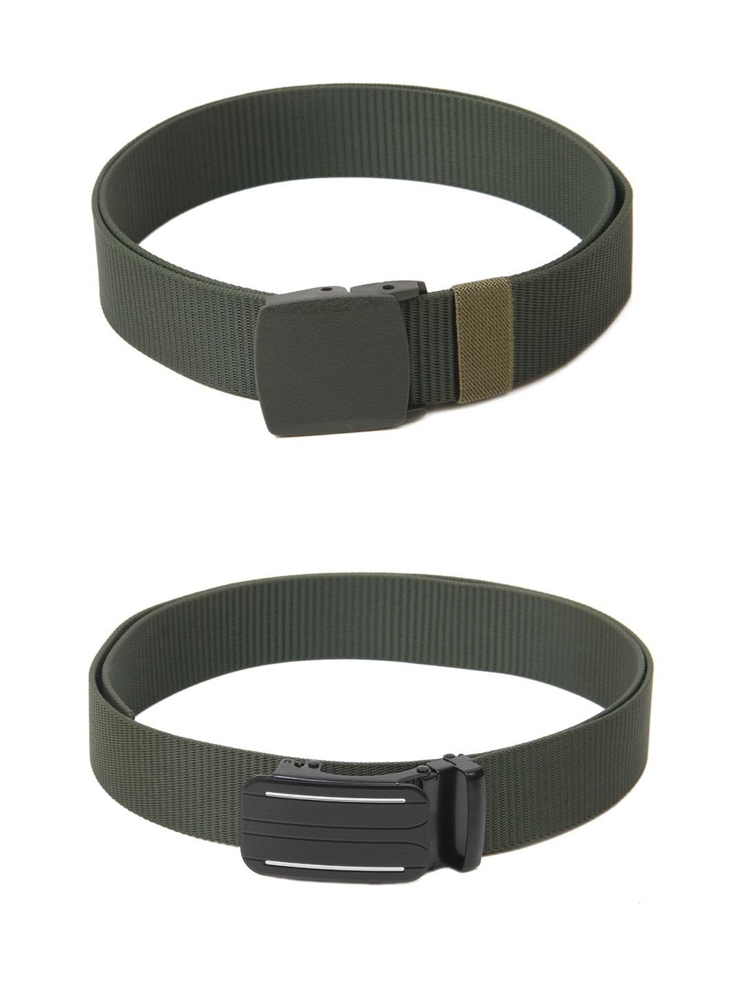 

Calvadoss Men Set Of 2 Textured Belts, Green