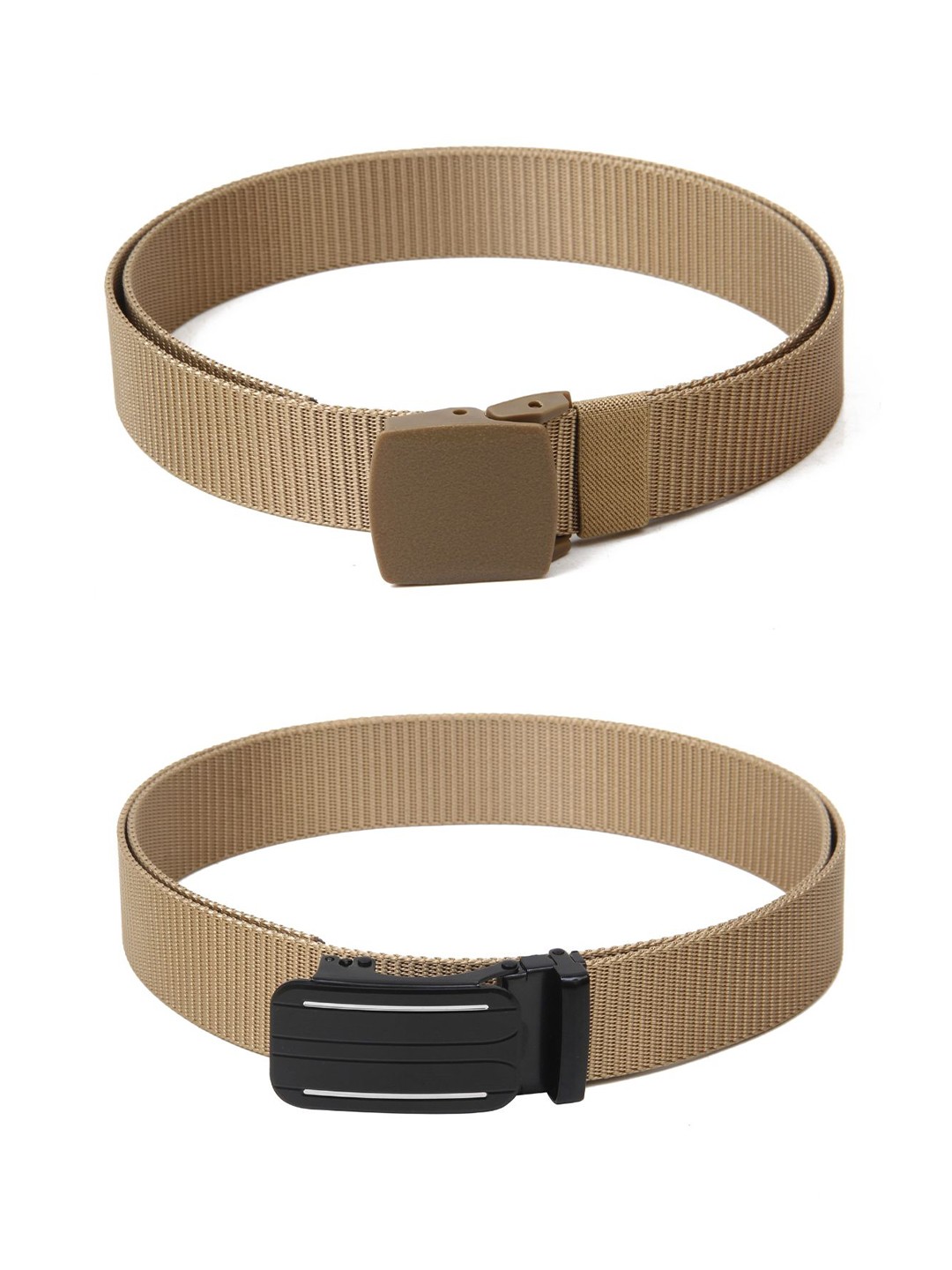 

Calvadoss Men Set Of 2 Textured Belts, Beige