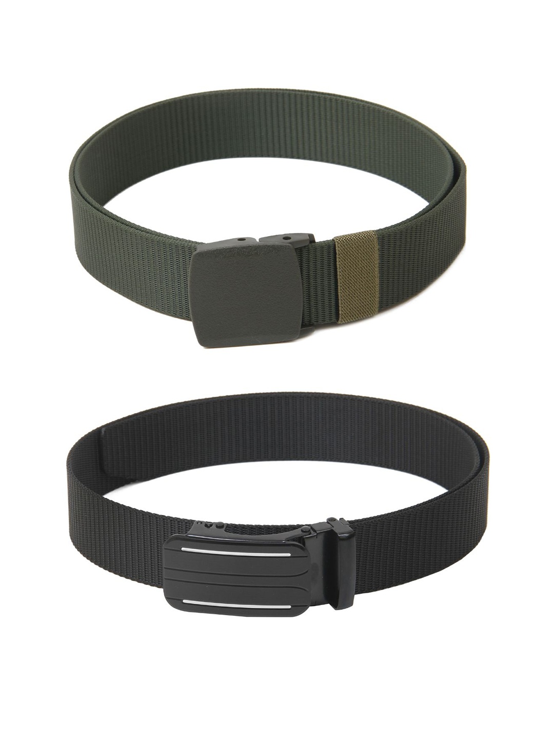 

Calvadoss Men Set Of 2 Textured Canvas Belts, Green