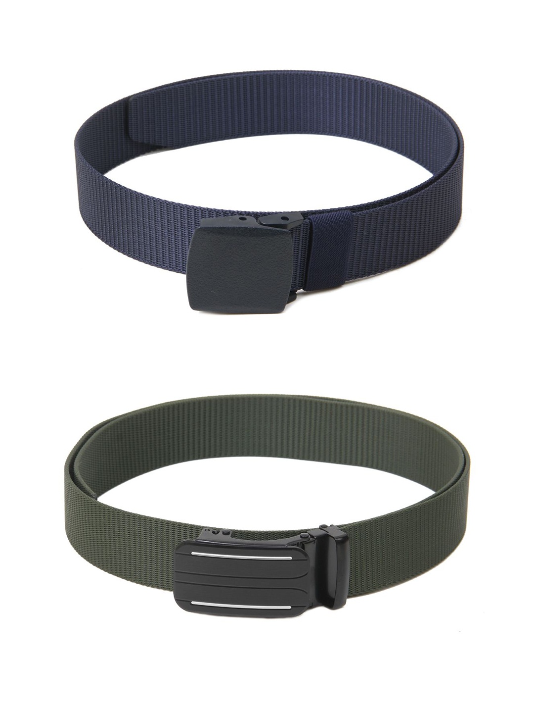 

Calvadoss Men Set of 2 Textured Belts, Navy blue