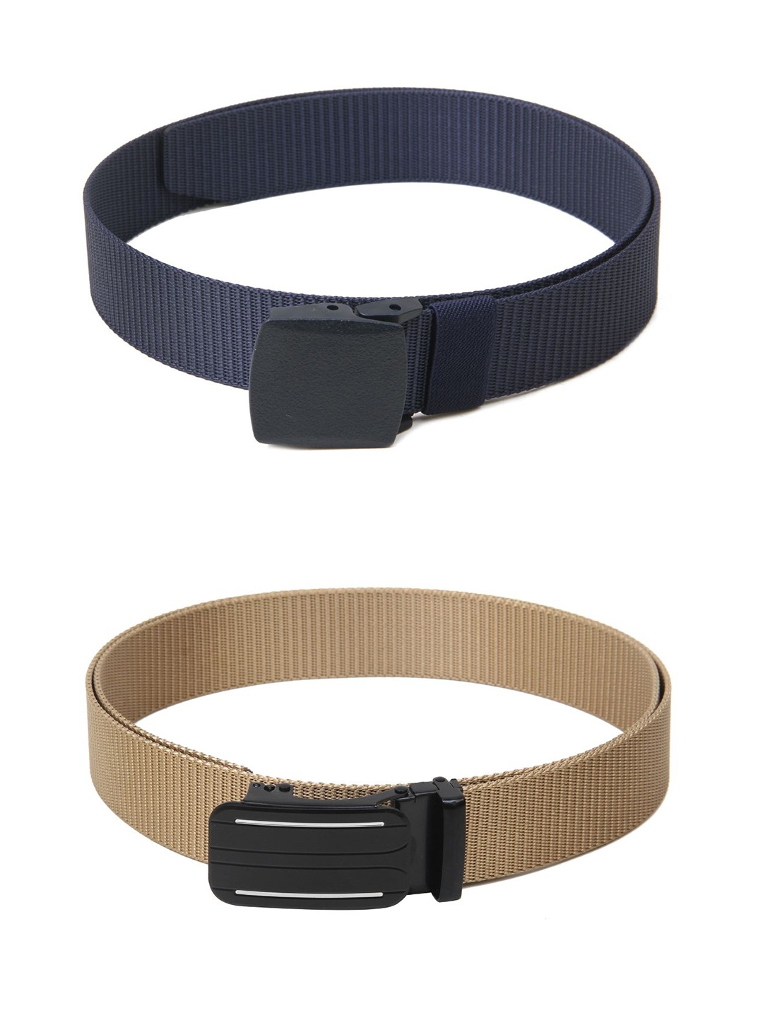 

Calvadoss Men Textured Set Of 2 Belts, Navy blue